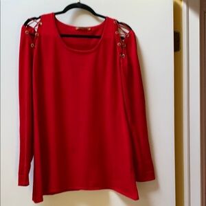 Red Women's Top with Shoulder Details